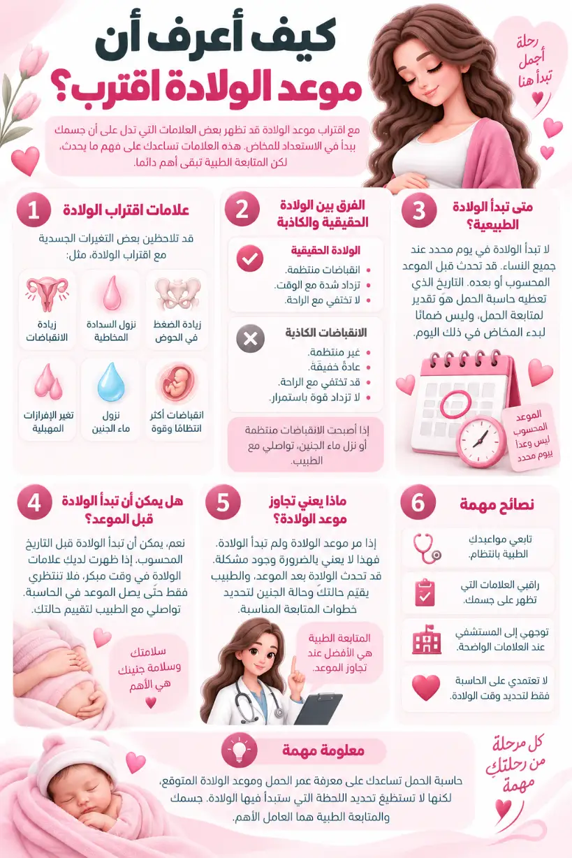 كيف أعرف أن موعد الولادة اقترب؟