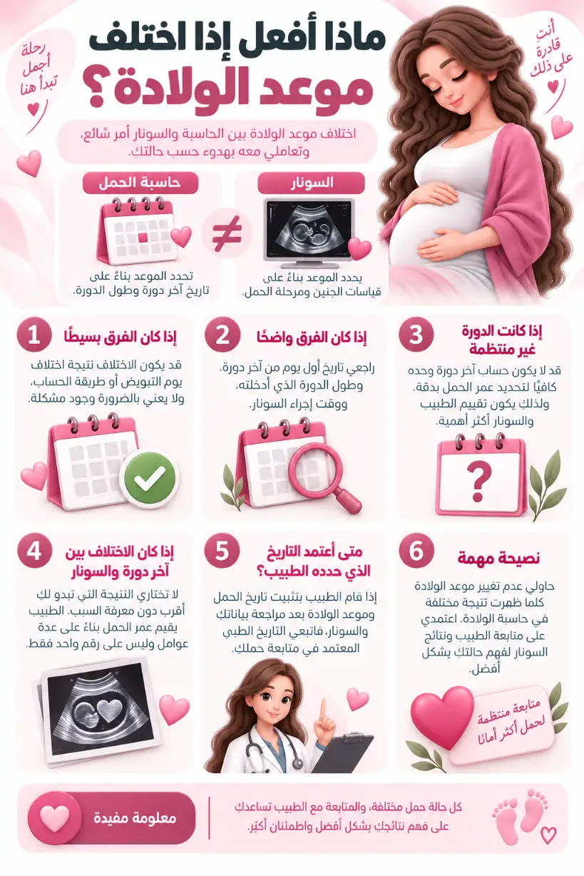 ماذا أفعل إذا اختلف موعد الولادة؟